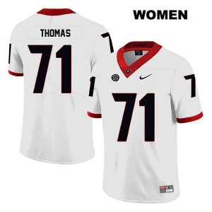 Women's Georgia Bulldogs NCAA #71 Andrew Thomas Nike Stitched White Legend Authentic College Football Jersey CGA2454ID